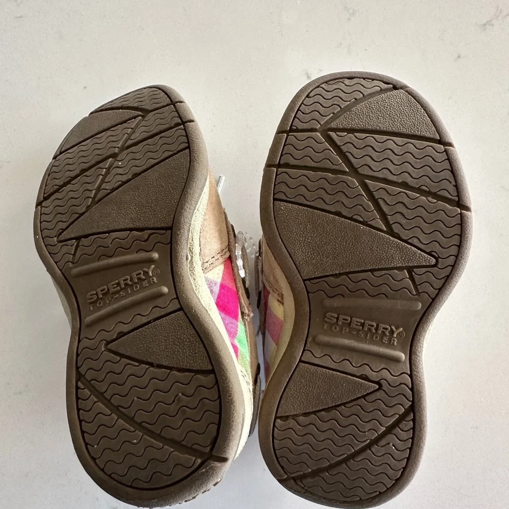 Sperry Kids' Tan Moccasins with Pink Lining